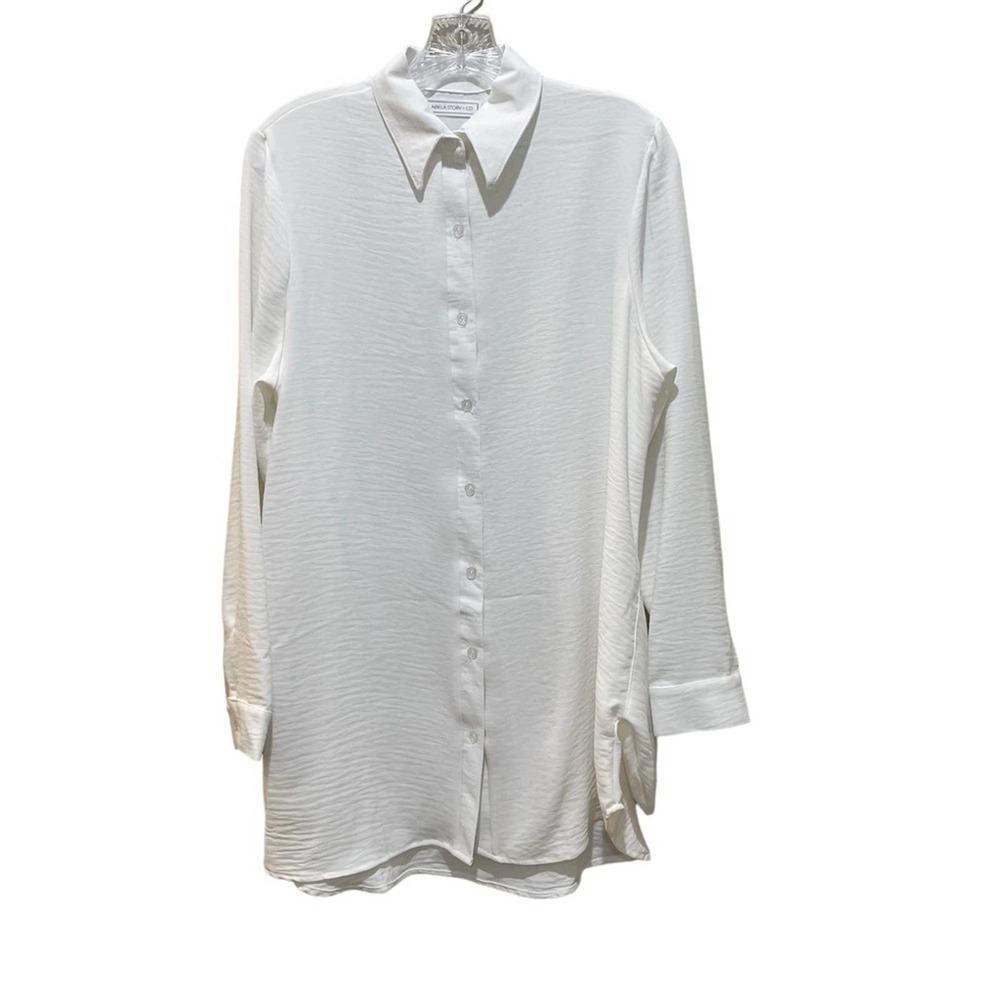 Abela Story + Co Button Down Tunic Dress White Size Small
